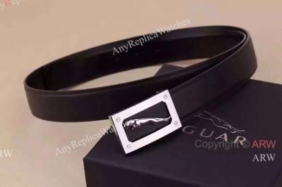 Jaguar Black Leather Belt with Solid Steel buckle - Buy Replica